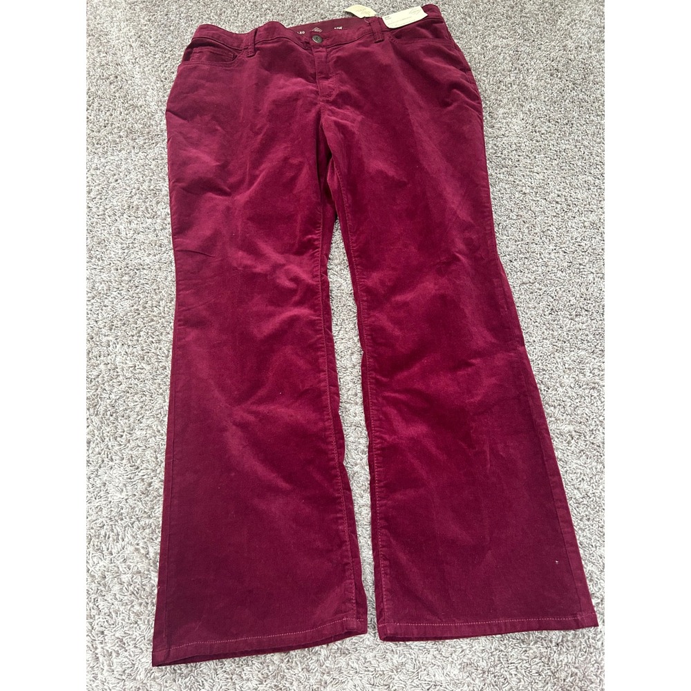 St Johns Bay Burgundy Corduroy Bootcut Pants Womens 22W Secretly Slender New